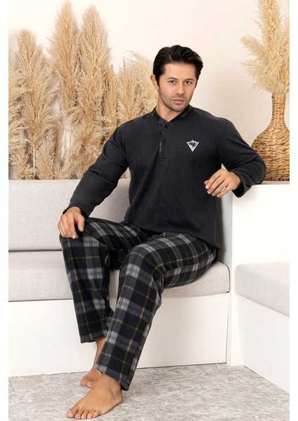 Kışlık Erkek Polar Pijama Takımı - Ekose Erkek Polar Pijama