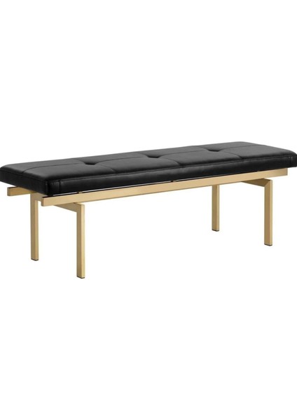 Aria Dekoratif Yatak Ucu Oturma Bankı Makyaj Oturağı Suni Derili Gold Metal Ayaklı Puf Bench