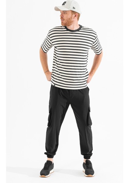 Erkek Siyah Likralı Esnek Ince Kumaş Lastikli Paça Torba Cep Pantolon fiyatları