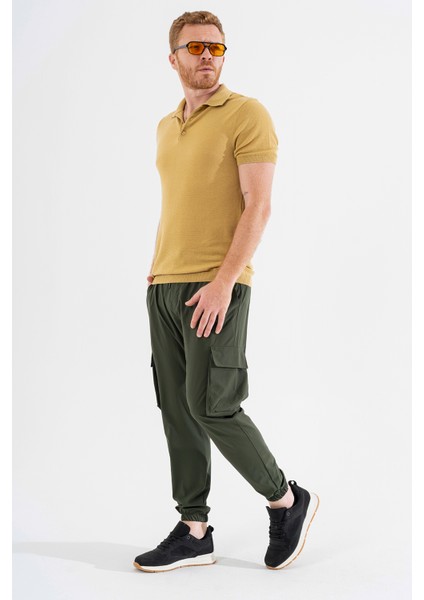 Erkek Haki Likralı Esnek Ince Kumaş Lastikli Paça Torba Cep Pantolon fırsatları