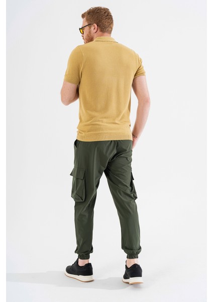 Erkek Haki Likralı Esnek Ince Kumaş Lastikli Paça Torba Cep Pantolon indirimleri