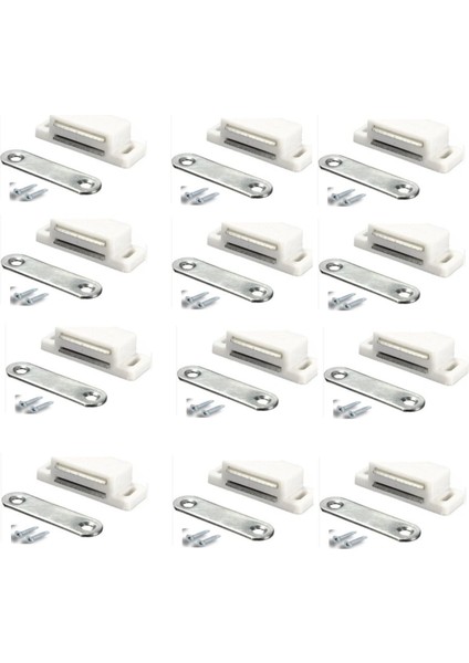Mıknatıslı Plastik Mobilya Dolap Kapak Sineklik Çıt Çıt Kilit 12 Adet