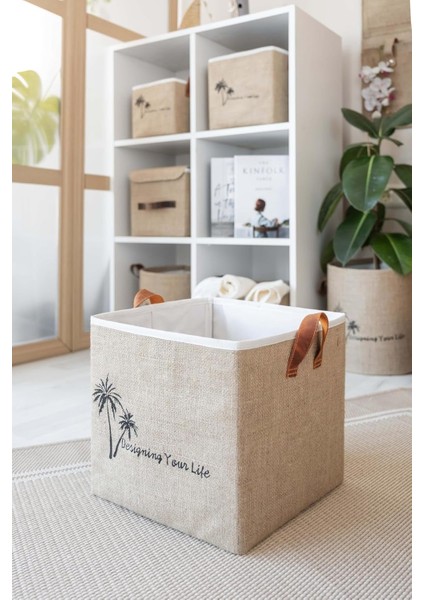 Bee Jüt Dolap Içi Organizer Takı, Makyaj, Banyo, Ofis Düzenleyici Saklama Kutusu 25X25X25 cm