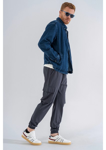 Erkek Gri Likralı Esnek Ince Kumaş Lastikli Paça Torba Cep Pantolon modelleri