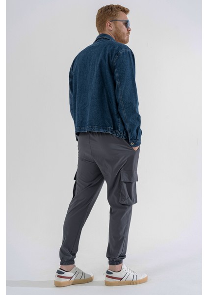 Erkek Gri Likralı Esnek Ince Kumaş Lastikli Paça Torba Cep Pantolon indirimleri