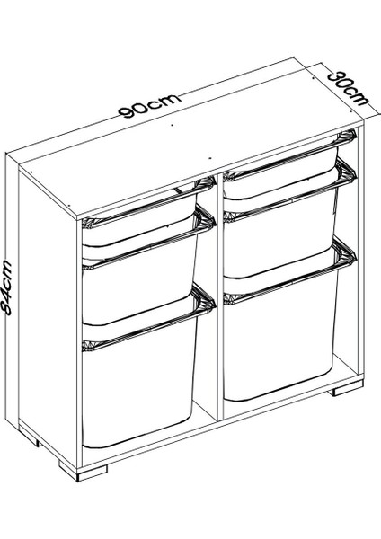 Mobilya Beyaz Suntalam 9 Sepetli Çok Amaçlı Ultra Derin Oyuncak Dolabı 90x30x84 cm