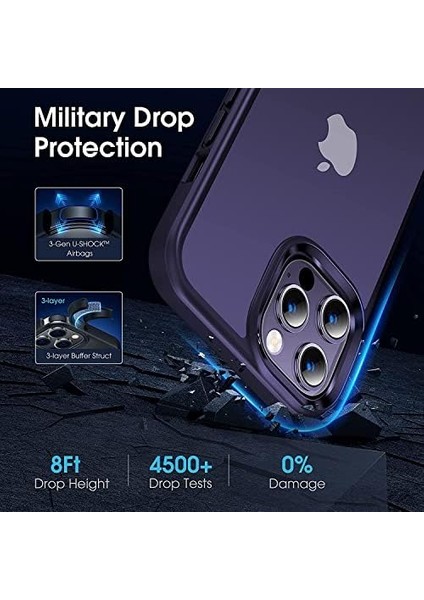 Iphone 14 Pro ile Uyumlu Hybrid Serisi Arkası Cyrstal Clear Şeffaf Kenarları Premium Silikon Asla Sararmayan Kılıf (Derin Mor) fiyatları