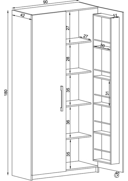 2 Kapaklı Erzak Dolabı 180 cm Atlantik Çam Renk Mutfak ve Kiler Kullanımına Uygun