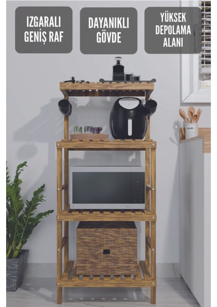 Vintage Tasarım Masif Ağaç Çok Amaçlı Ahşap Raf ve Dolap 60x30x120 cm Suya Dayanıklı Ceviz Renk