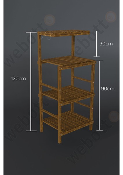 Vintage Tasarım Masif Ağaç Çok Amaçlı Ahşap Raf ve Dolap 60x30x120 cm Suya Dayanıklı Ceviz Renk