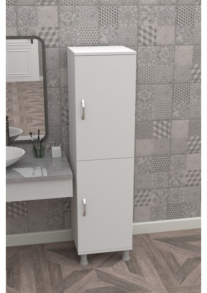 Çok Amaçlı Dolap MDF Suntalam Beyaz 42x37x170 cm Modern Tasarım 4 Raflı Çekmecesiz Model