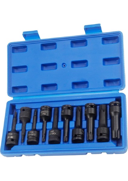 1/2" Torx Bits Lokma Seti 9 Parça T20 T25 T30 T40 T45 T50 T55 T60 T70 Cr-Mo Uzunluk:78 mm Tork fırsatları