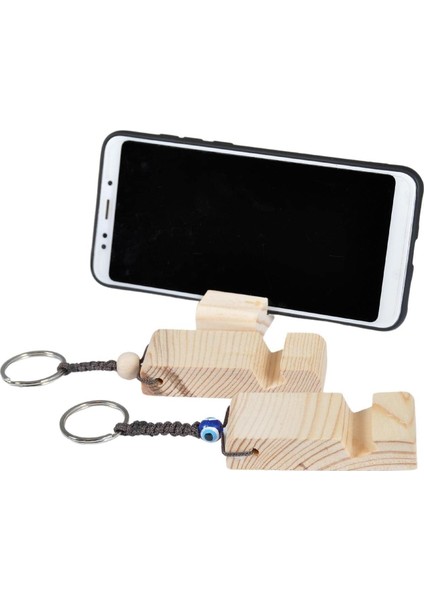 Anahtarlık Ahşap Telefon Tutucu 2 Adet