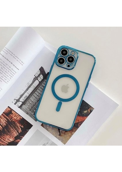 Aks iphone 13 Pro Için Kablosuz Şarj ile Uyumlu, Kamera Lens Korumalı Lazer Kılıf Mavi fiyatları