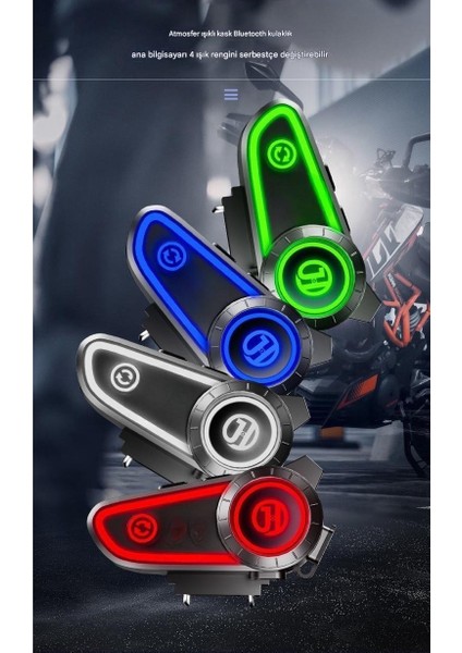 Motosiklet Kask Kulaklığı Bluetooth Mikrofon Stereo Kulaklık Intercom Rgb Işık Motorsiklet Interkom