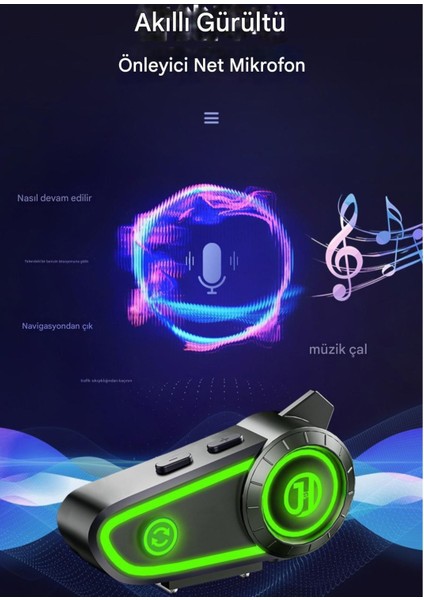 Motosiklet Kask Kulaklığı Bluetooth Mikrofon Stereo Kulaklık Intercom Rgb Işık Motorsiklet Interkom fiyatları