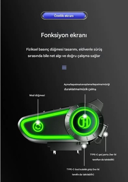 Motosiklet Kask Kulaklığı Bluetooth Mikrofon Stereo Kulaklık Intercom Rgb Işık Motorsiklet Interkom fırsatları