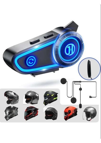 Motosiklet Kask Kulaklığı Bluetooth Mikrofon Stereo Kulaklık Intercom Rgb Işık Motorsiklet Interkom