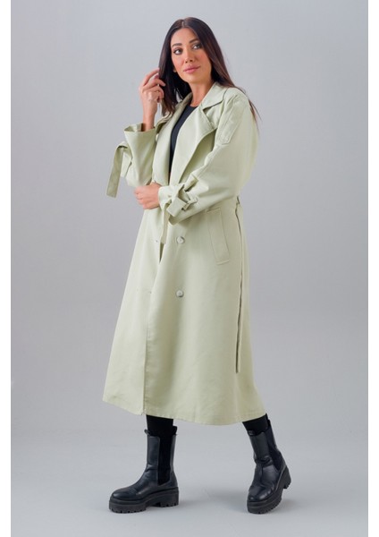 Şık Taş Rengi Düğmeli Trençkot – Rahat ve Modern Kesim modelleri