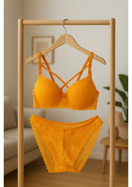 Dolgulu Çapraz Dantelli Ayarlanabilir Askı Sütyen Külot Iç Çamaşır Takımı fırsatları