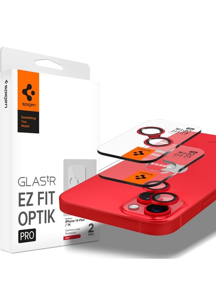 iPhone 15 / 15 Plus / 14 / 14 Plus Kamera Lens Camı Koruyucu Glas.tr Ez Fit Optik Pro (2 Adet) Red - AGL05605