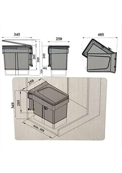 Metali 20 Lt Kapağa Monte Çöp Kutusu Antrasit fiyatları
