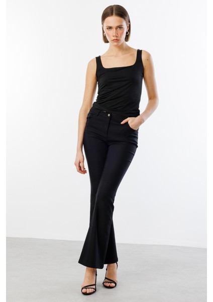 Kadın Beş Cep Ispanyol Paça Pantolon 2044 Siyah fiyatları