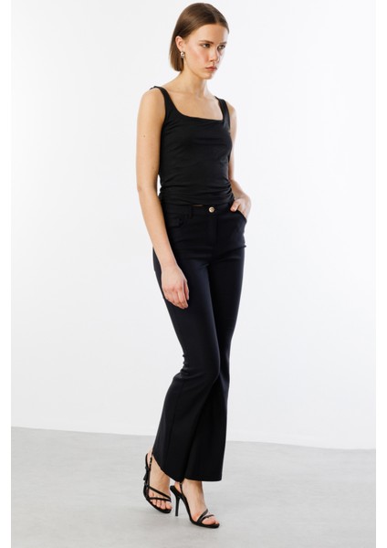 Kadın Beş Cep Ispanyol Paça Pantolon 2044 Siyah modelleri