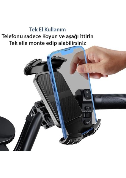 MT28 Kilit Sistemli Motor ve Bisiklet Telefon Tutucu Tek El Kullanım Yatay ve Dikey Kullanılır modelleri