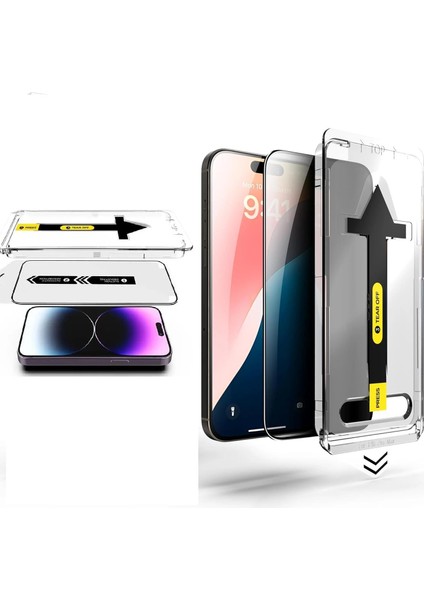 iPhone 16 Pro Max Aparatlı Ekran Koruyucu Otomatik Kurulumlu Toz Engelleyici Baloncuk Bırakmaz iphone 16 Pro Max Premium Ekran Koruyucu Jelatin Değil Camdır En Net Görüntü