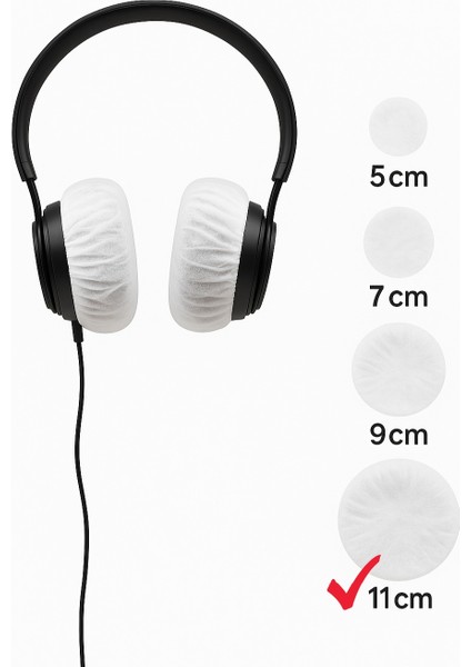 Limited Edition Tek Kullanımlık Kulaklık Hijyen Bonesi, Kulaklık Kılıfı-Beyaz-11cm(XL) modelleri