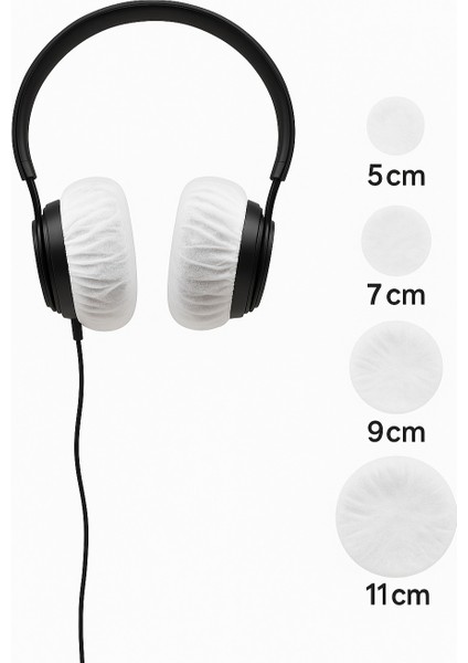 Limited Edition Tek Kullanımlık Kulaklık Hijyen Bonesi, Kulaklık Kılıfı-Beyaz-11cm(XL)