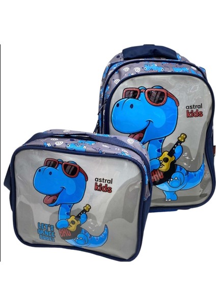 2 Gözlü Dinozor Ilkokul Çantası Takımı – Beslenme Çantalı