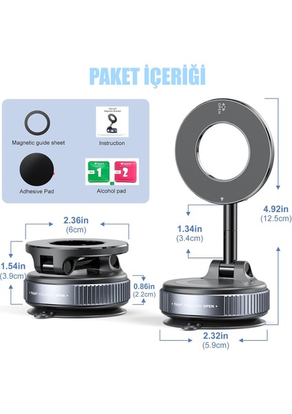 Magsafe Telefon Tutucu Tüm Yüzeylerle Uyumlu Vakumlu Sökülebilir 360 Oynar Başlıklı Üniversal Telefon Tutucu K007 indirimleri