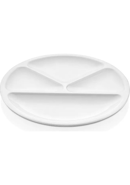 118.PW - Tabldot 3'lü Beyaz 4 Bölmeli Yuvarlak Tabak Seti 30 Cm, Thermoset Melamin fiyatları