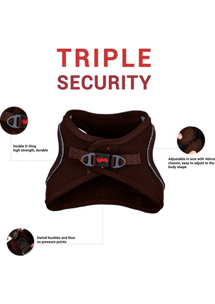 Air-mesh Harness Köpek Göğüs Tasması Kahverengi