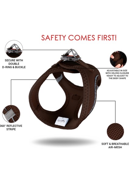 Air-mesh Harness Köpek Göğüs Tasması Kahverengi