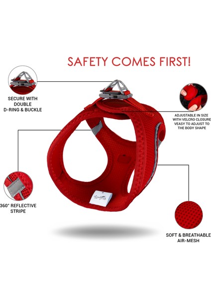 Air-Mesh Harness Köpek Göğüs Tasması Small Kırmızı