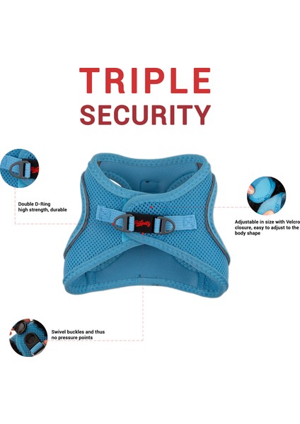 Air-Mesh Harness Köpek Göğüs Tasması XSmall Mavi
