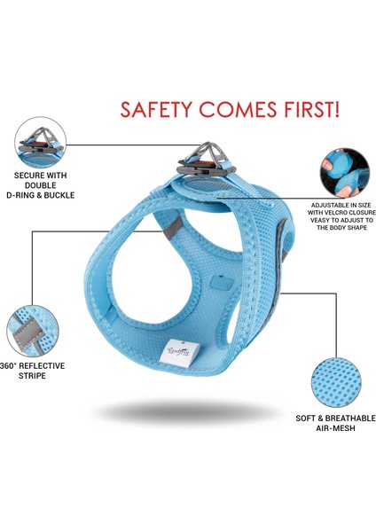 Air-Mesh Harness Köpek Göğüs Tasması XSmall Mavi