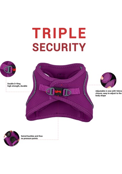 Air-Mesh Harness Köpek Göğüs Tasması Large Mor