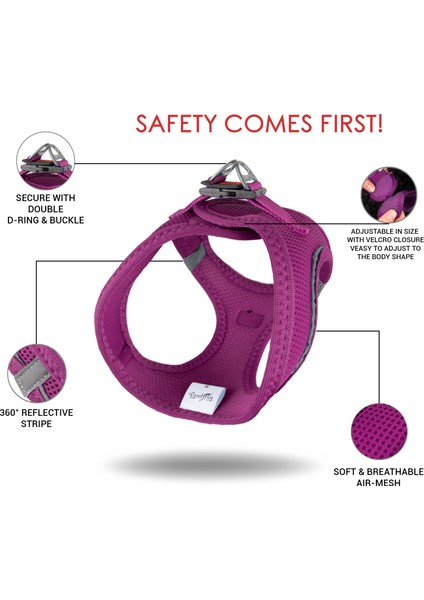 Air-Mesh Harness Köpek Göğüs Tasması Large Mor