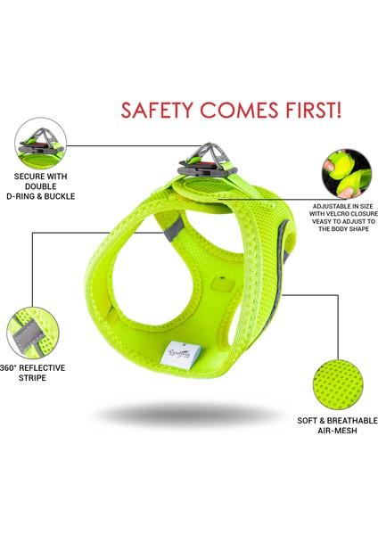 Air-Mesh Harness Köpek Göğüs Tasması XLarge Lime