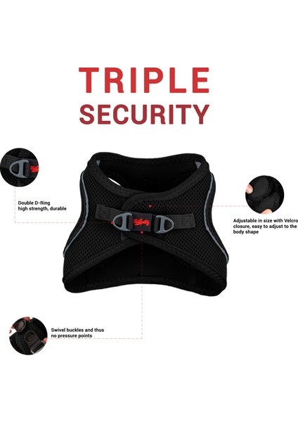 Air-mesh Harness Köpek Göğüs Tasması Siyah
