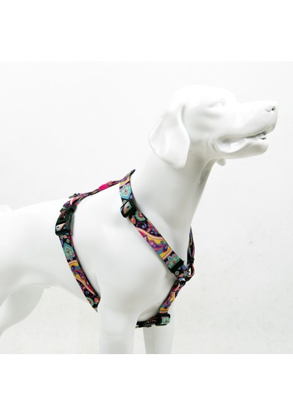Paisley H-tipi Göğüs Tasması Ayarlanabilir, Konforlu Ve Dayanıklı Desenli Köpek Tasması