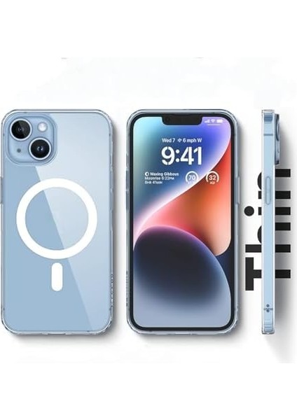 Apple iPhone 13 ve 14 Uyumlu Şeffaf Kablosuz Wireless Şarj Özellikli Kılıf 14 (6.1') Şeffaf Silikon 0.2mm Wireless Clear Kılıf, Transparent iPhone 14 Kılıfı Şeffaf modelleri
