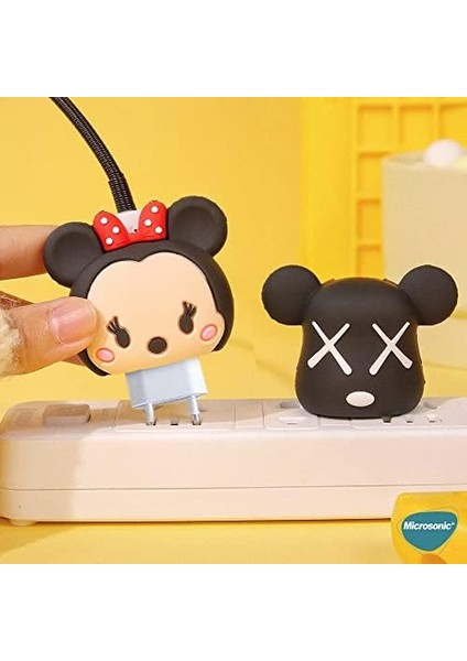 Apple iPhone Kablo Koruyucu ve Şarj Adaptör Için Kılıf Cartoon Figürlü Silikon Crtn-Fgr-Ct-Ktn-Syh [universal ile Uyumlu Kılıf - Black] fiyatları