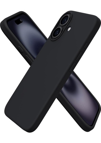 iPhone 16 Kılıfı 6.1" ile Uyumlu, Kaymaz Dış Yüzeyli Ince Sıvı Silikon, 3 Katmanlı Tam Kaplamalı Yumuşak Jel Kauçuk, Darbeye Dayanıklı, Çizilmez Mikrofiber Astarlı Koruyucu Kılıf, Siyah