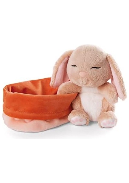 48708 Soft Toy Sleeping Pets Bunny Caramel In Peach Basket 12CM modelleri