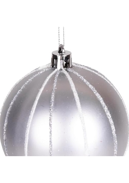 Yılbaşı Ağaç Süsü Yılbaşı Topu 6'lı Paket Gümüş 8 Cm. fiyatları